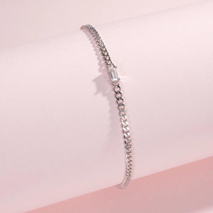 Elegant Rectangle Zircon Link Bracelet