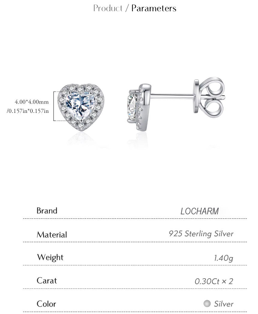 D Color Heart Moissanite Earrings