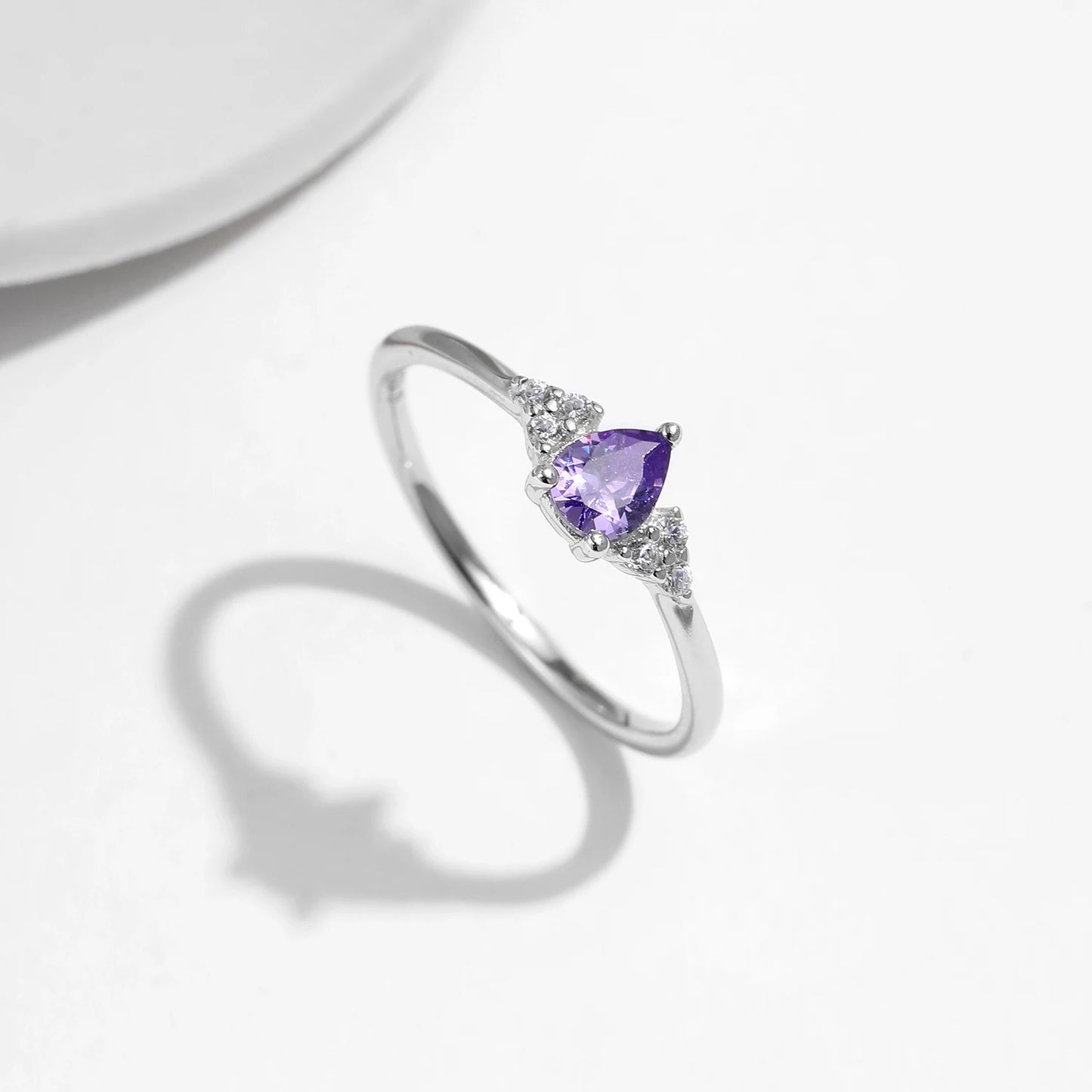 Water Drop Purple CZ Cocktail Ring