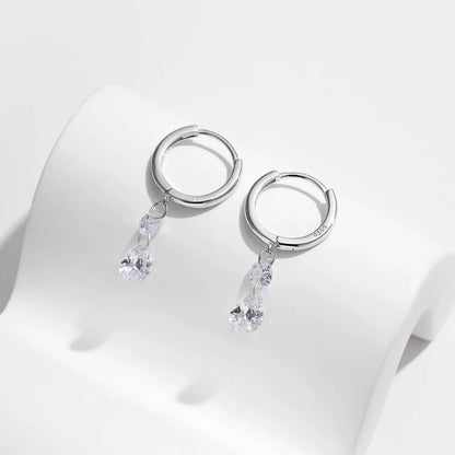 Sterling Silver Water Drop Hoop Earrings