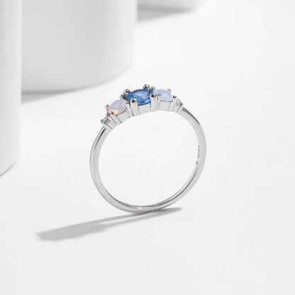 Dainty Opal Three Stone Ring