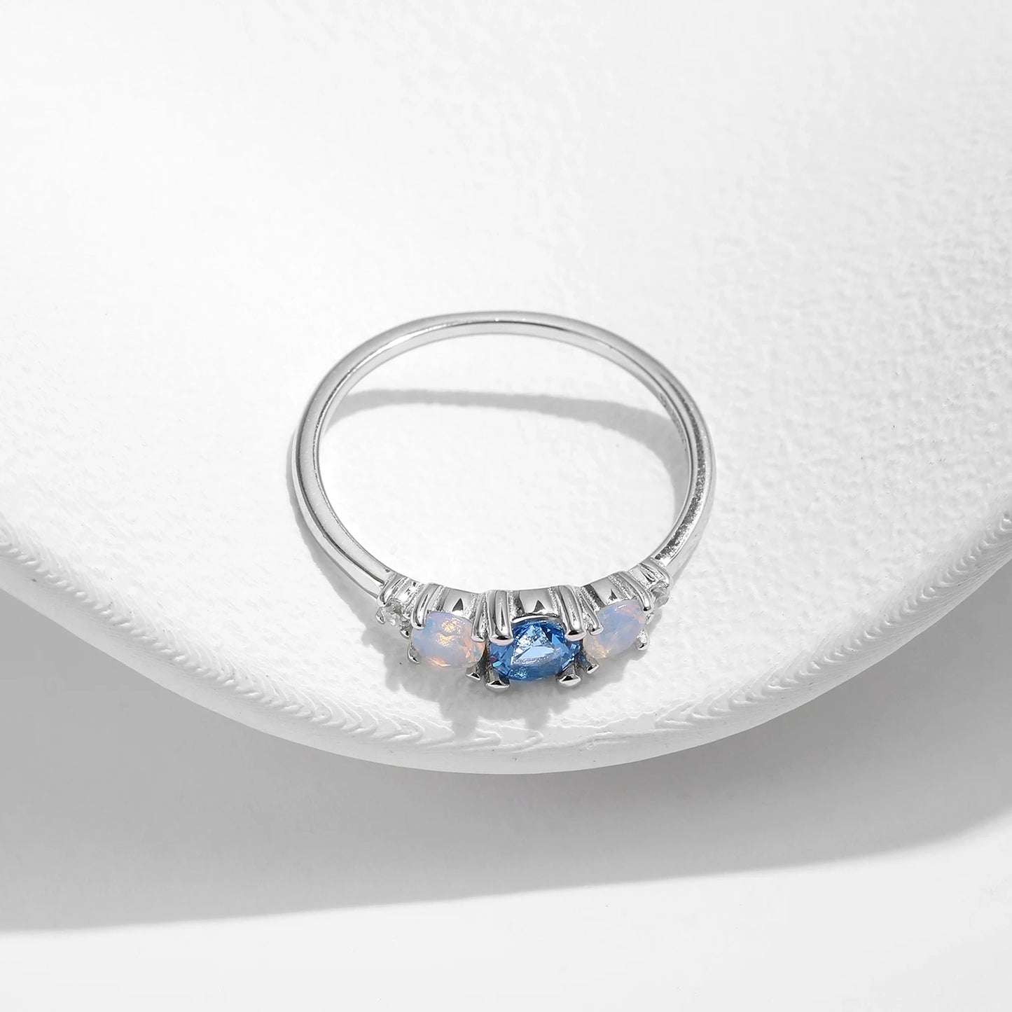 Dainty Opal Three Stone Ring