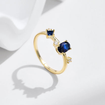 Irregular Royal Blue CZ Vintage Ring