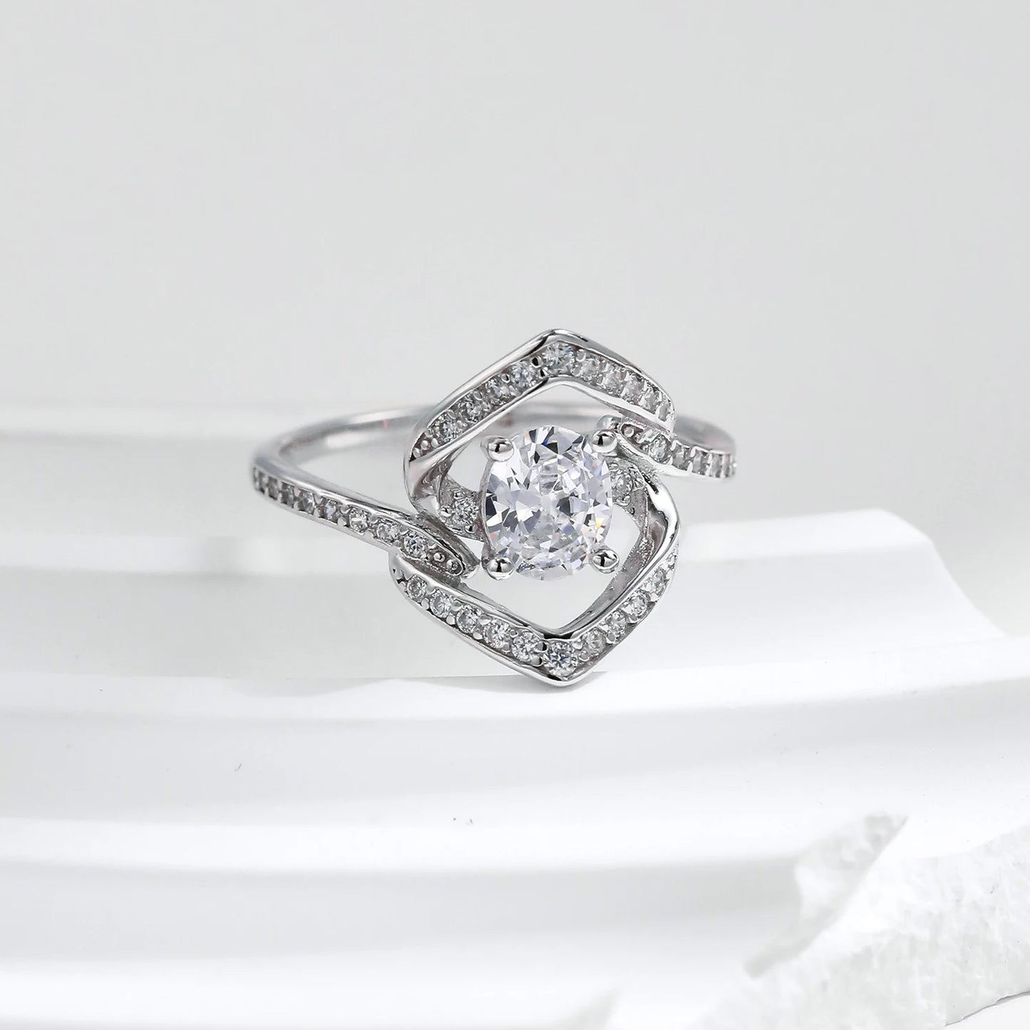 Luxury Simulated Diamond Sterling Silver Ring