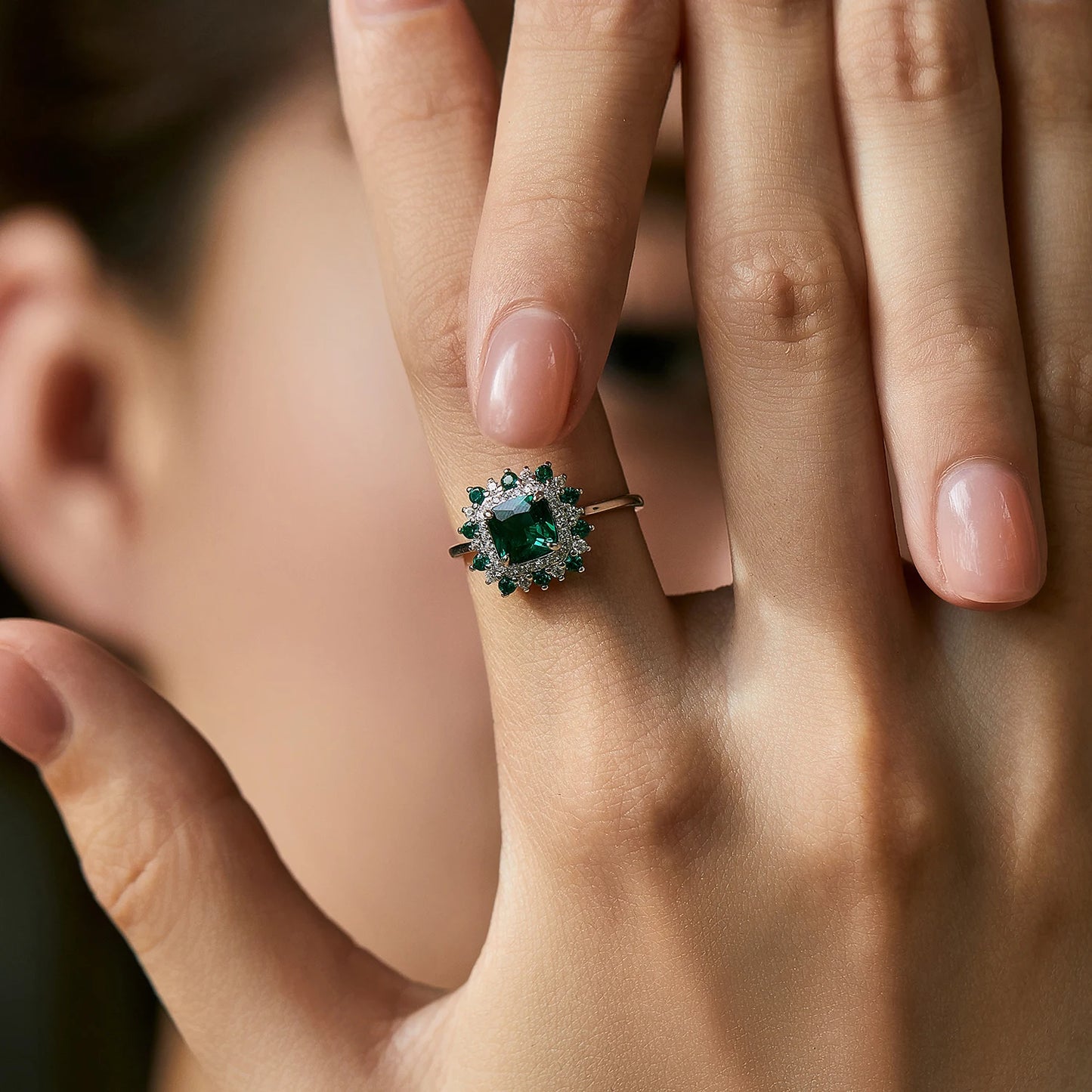 Retro Green Zirconia Square Ring