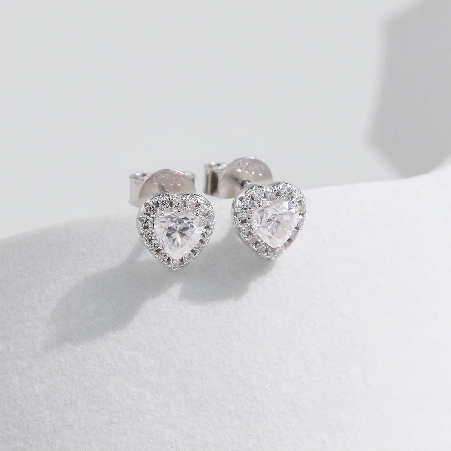 D Color Heart Moissanite Earrings