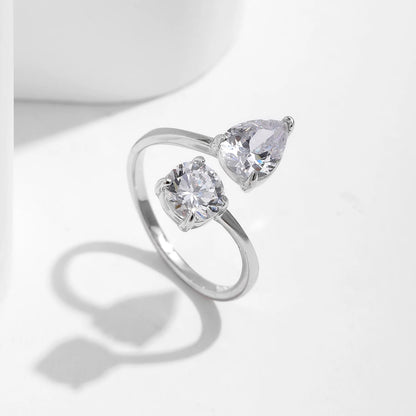 Sparkling Round & Water Drop CZ Line Ring