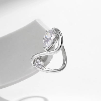 Sterling Silver Irregular Line CZ Ring