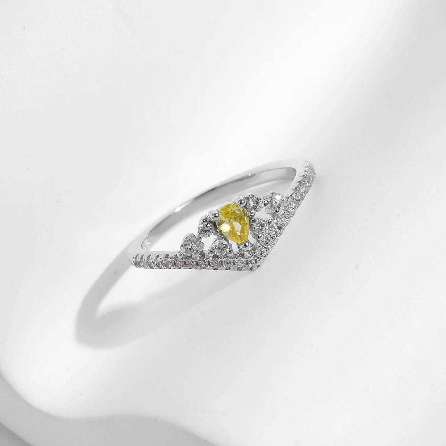 Water Drop Crown CZ Ring