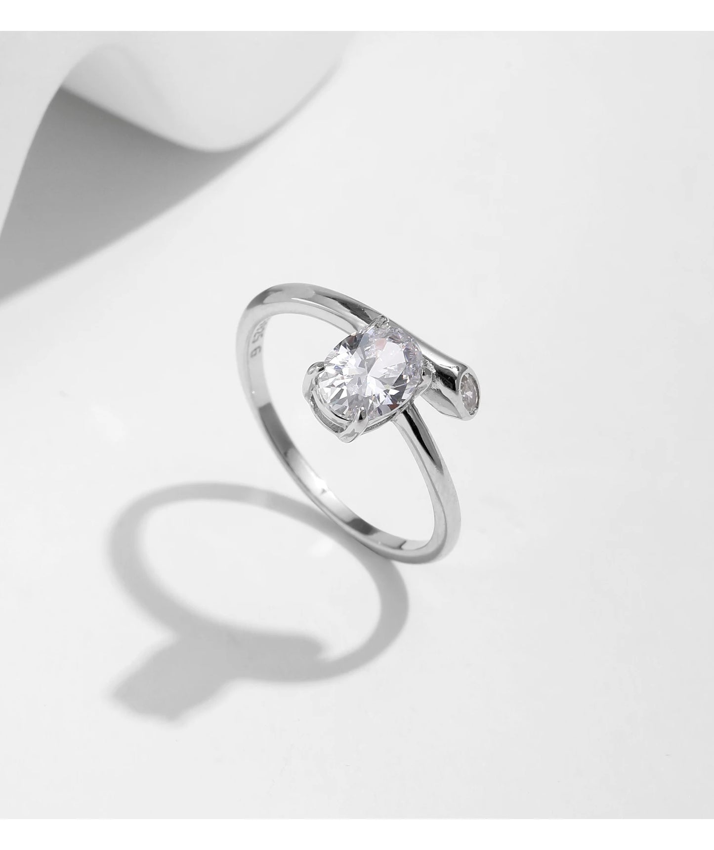 Irregular Oval Zirconia Silver Ring