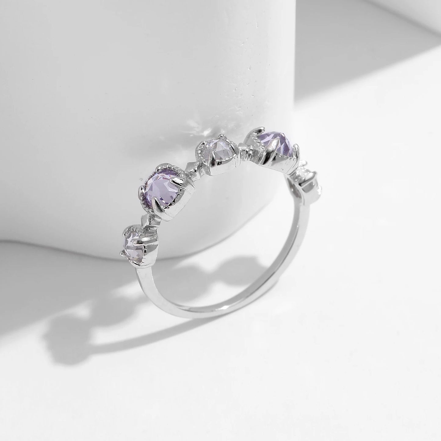 Geometric Purple CZ Ring