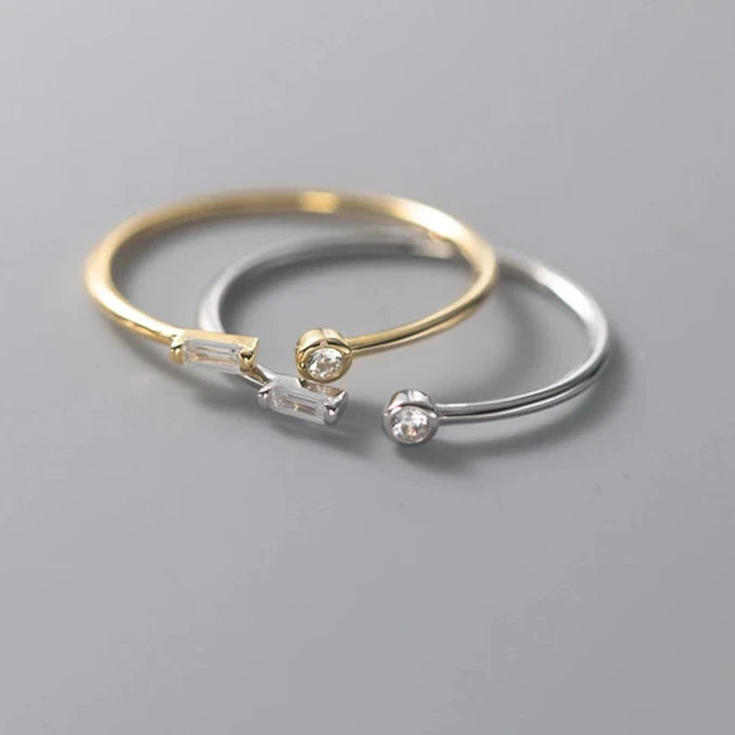 Simple Adjustable CZ Gold Ring for Women