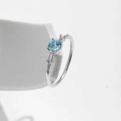 Light Blue CZ Classic Ring