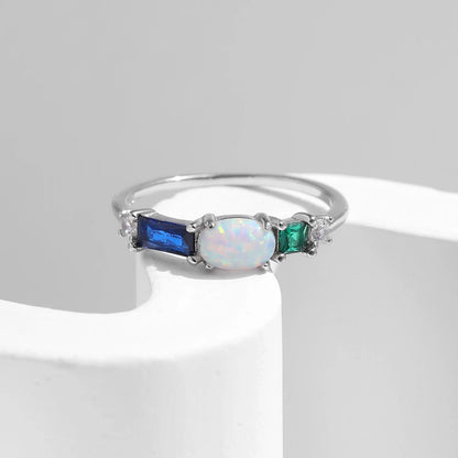 Opal & Colorful Zirconia Stackable Ring