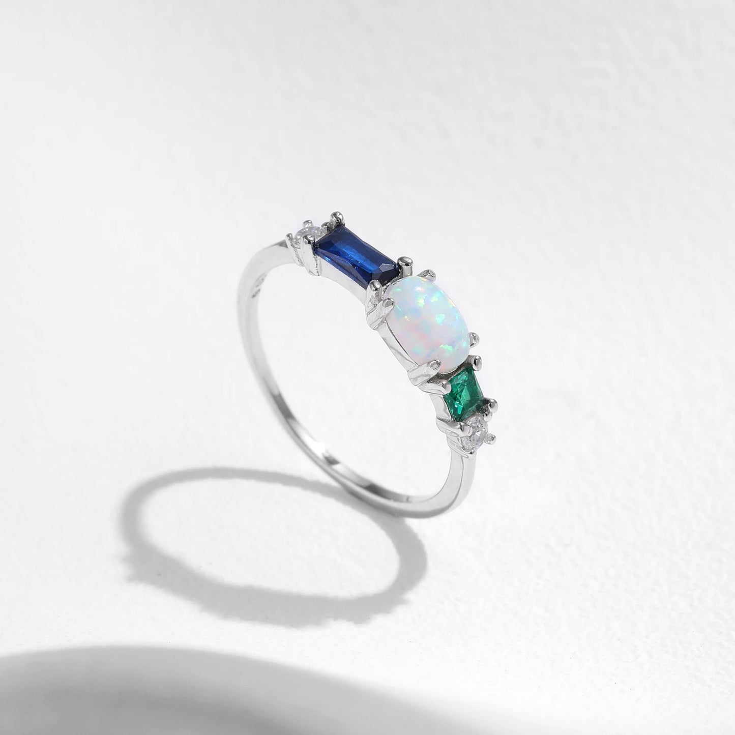 Opal & Colorful Zirconia Stackable Ring