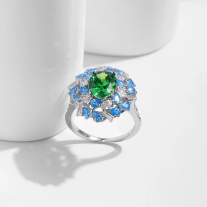 Vintage Flower Zircon Cocktail Ring