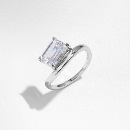 Sparkling Rectangle CZ Liquid Line Ring