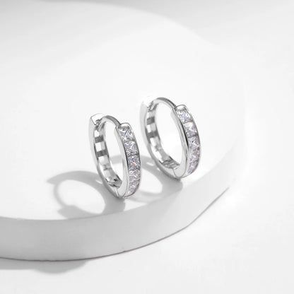 Sparkling Square CZ Hoop Earrings