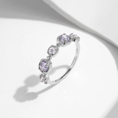 Geometric Purple CZ Ring