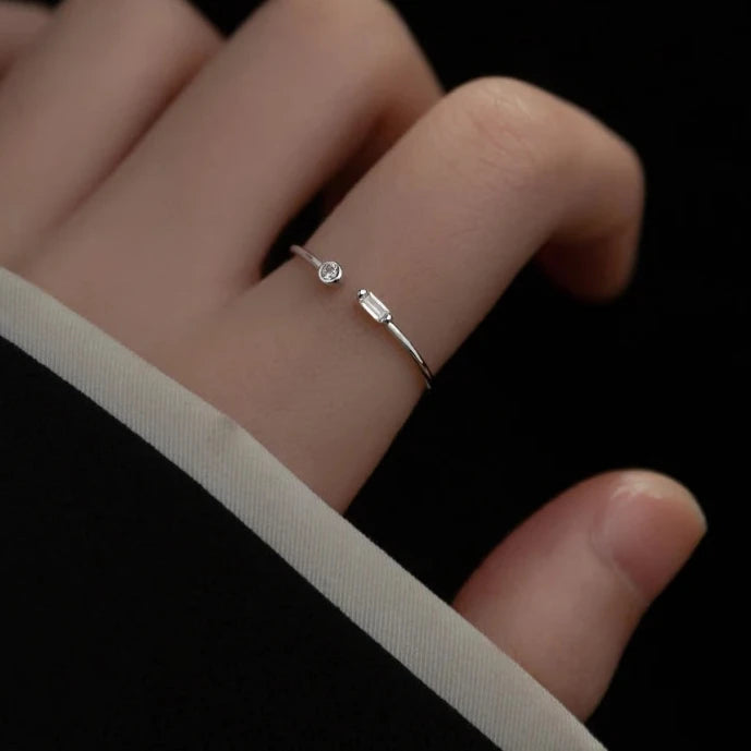 Simple Adjustable CZ Gold Ring for Women