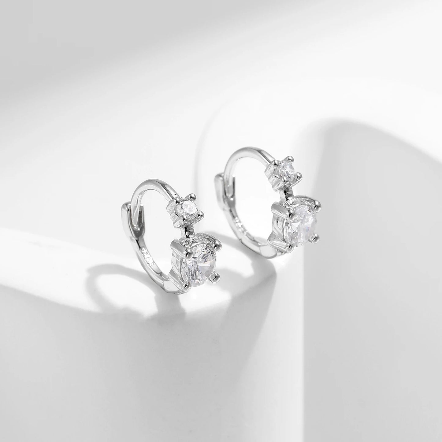 Stackable Round CZ Hoop Earrings