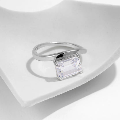 Sparkling Rectangle CZ Liquid Line Ring