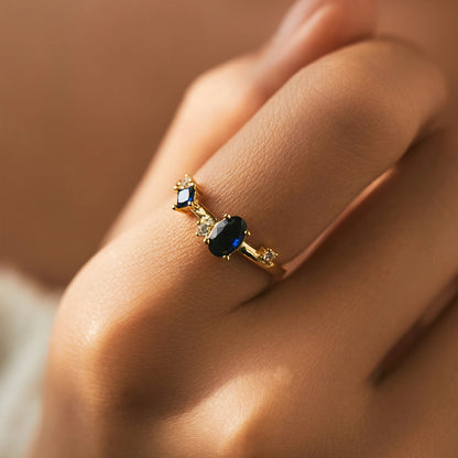 Irregular Royal Blue CZ Vintage Ring