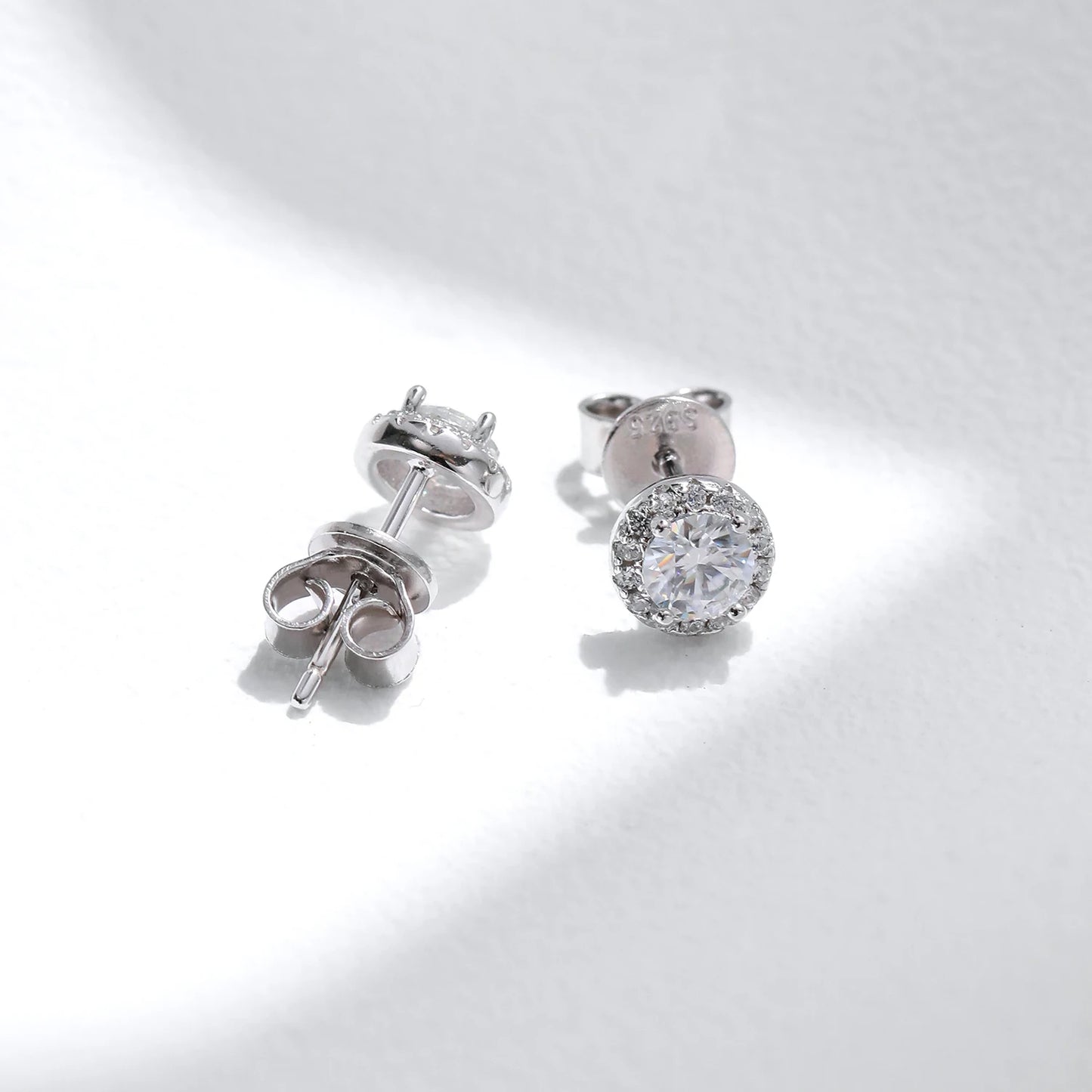 Tiny Halo Moissanite Studs