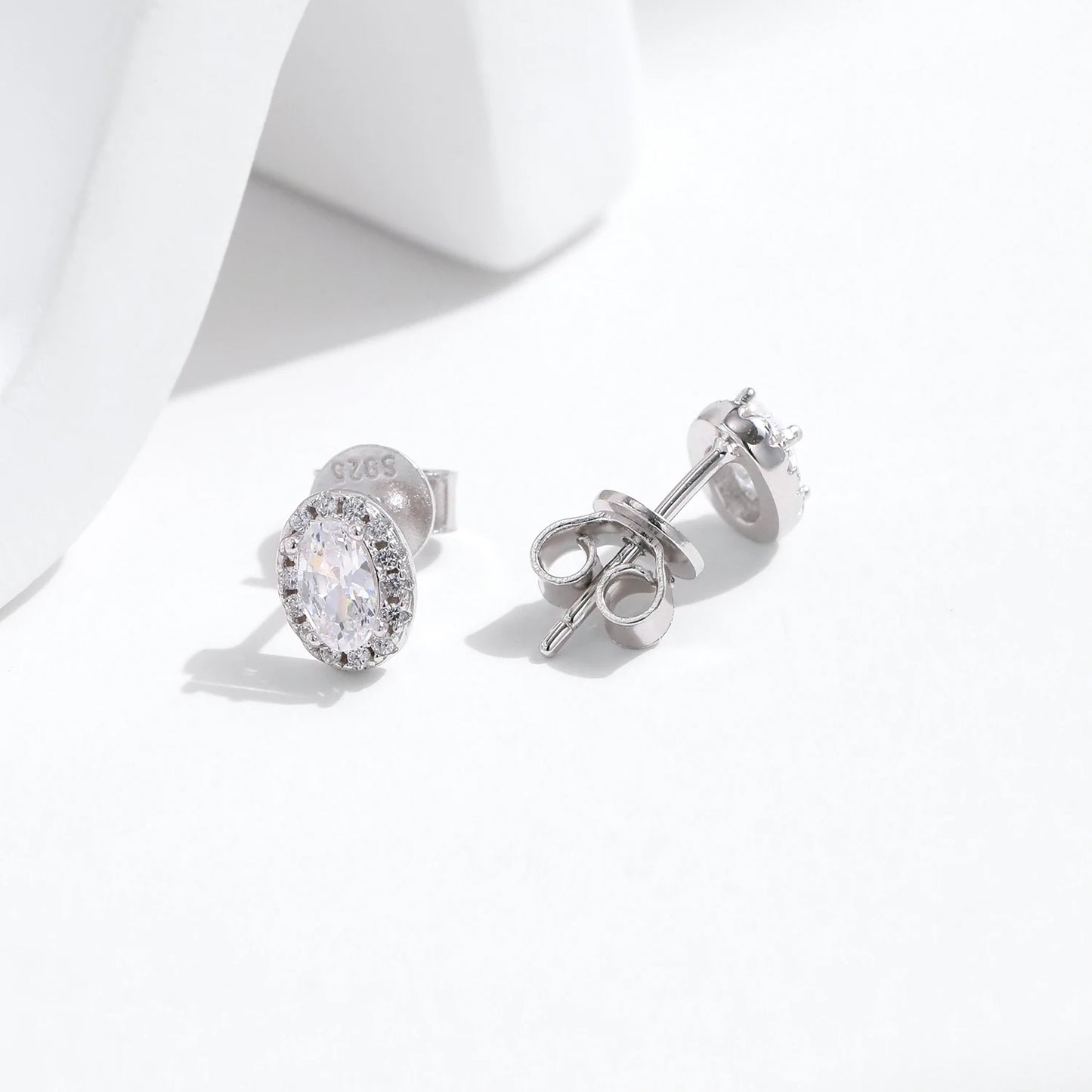 Exquisite Oval CZ Stud Earrings