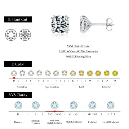 Brilliant D Color Moissanite Stud Earrings