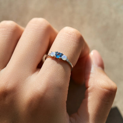 Dainty Opal Three Stone Ring