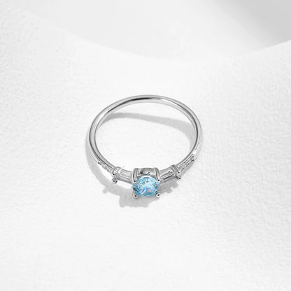 Light Blue CZ Classic Ring