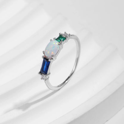 Opal & Colorful Zirconia Stackable Ring