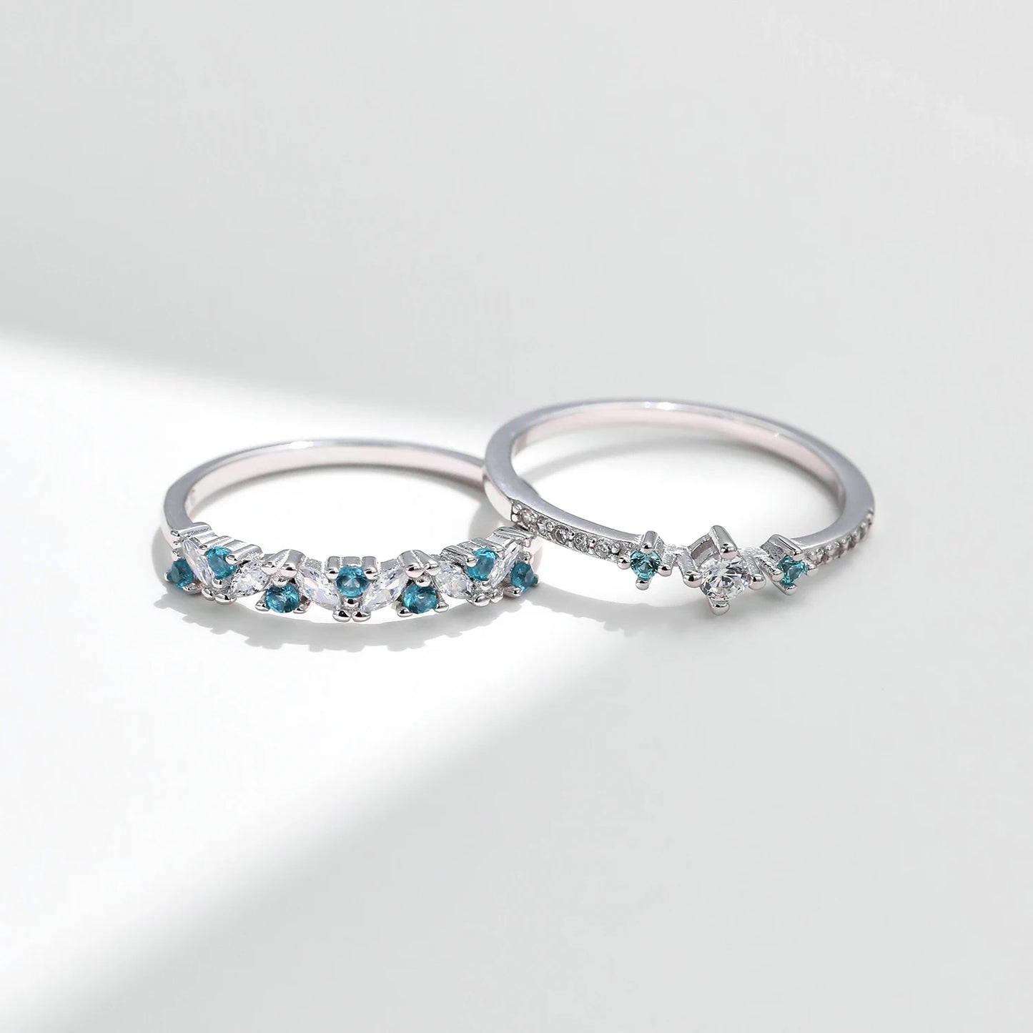 Paraiba Color CZ Eternity Band Sterling Silver Ring