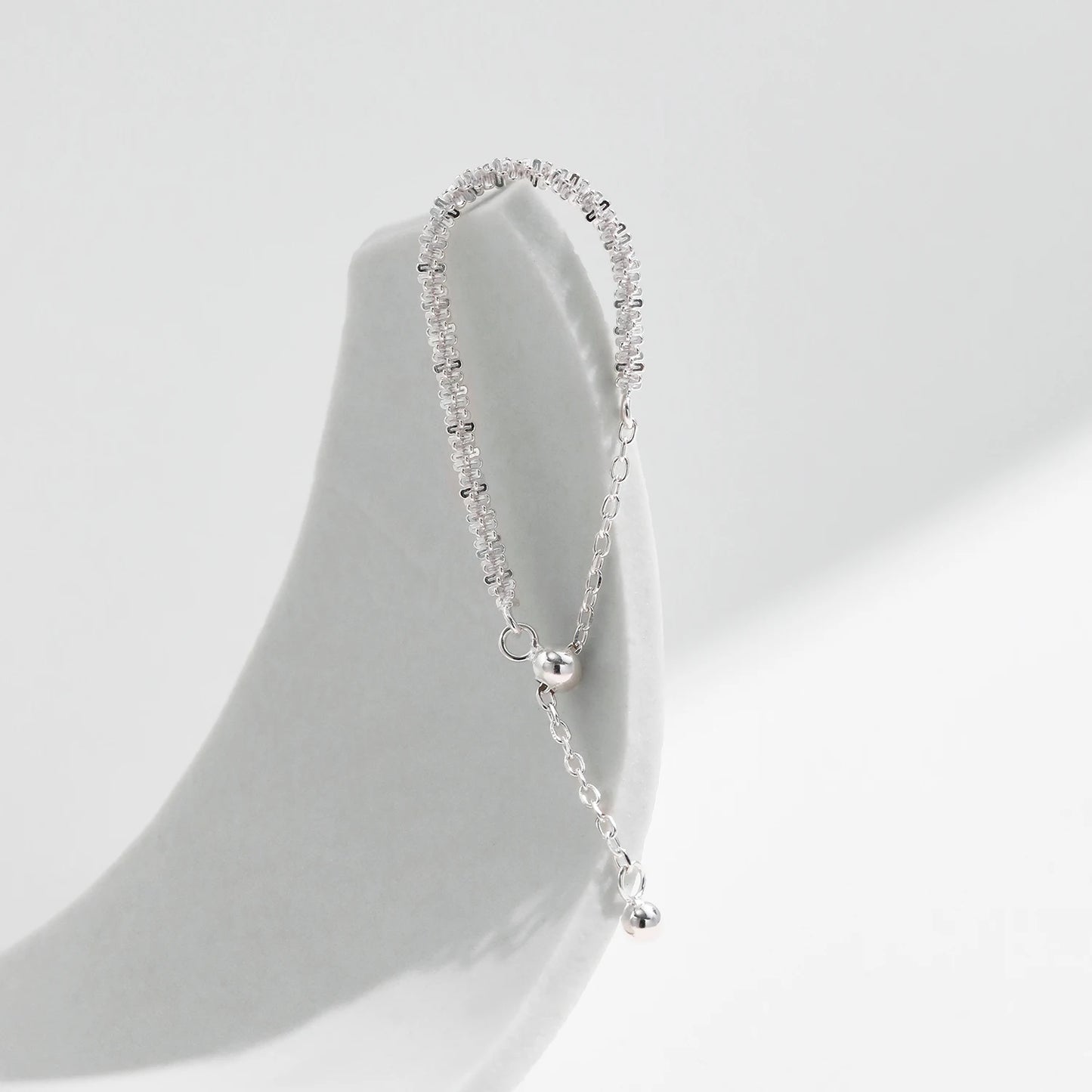 Sparkling Silver Link Chain Ring