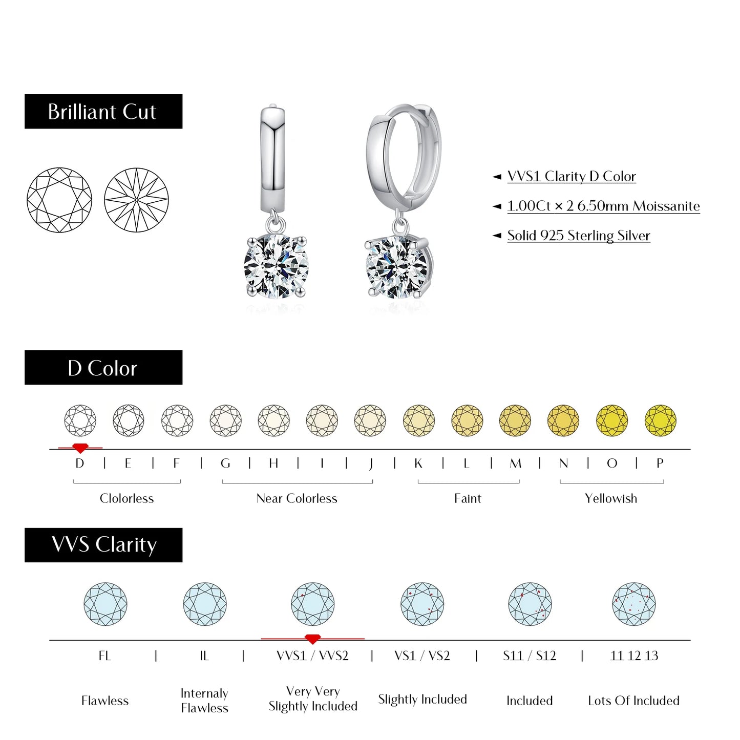 Moissanite Diamond Hoop Earrings