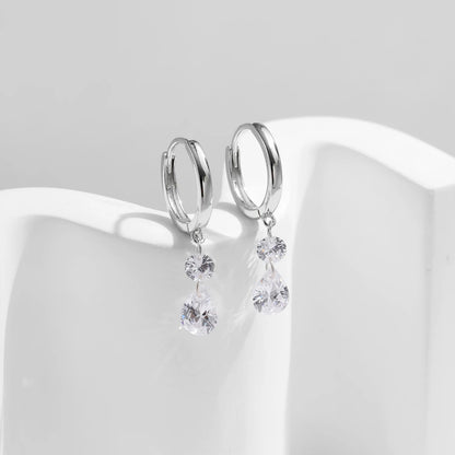 Sterling Silver Water Drop Hoop Earrings