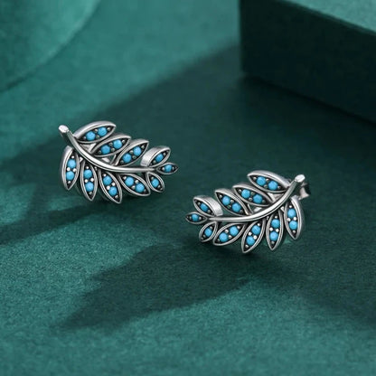 Sterling Silver Turquoise Leaf Stud Earrings