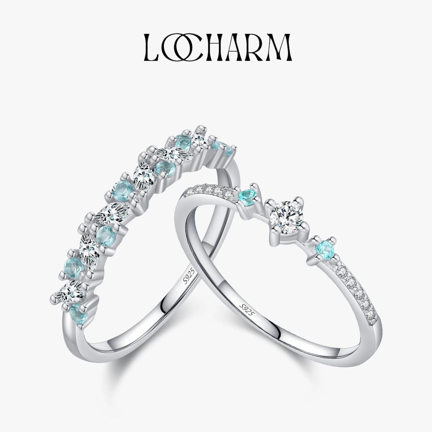 Paraiba Color CZ Eternity Band Sterling Silver Ring