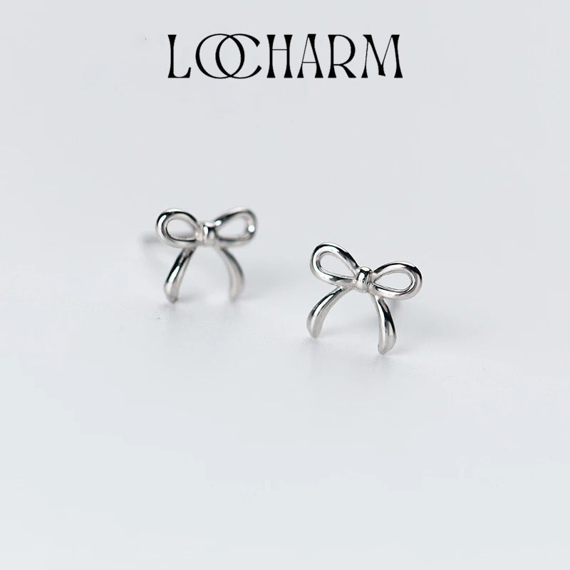 Tiny Bowknot 925 Silver Stud Earrings for Women and Kids