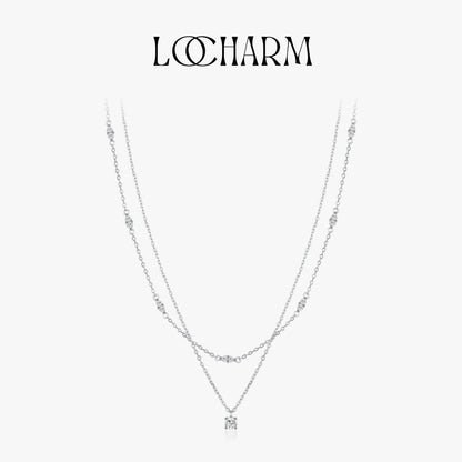 Double Layer Moissanite Charm Necklace