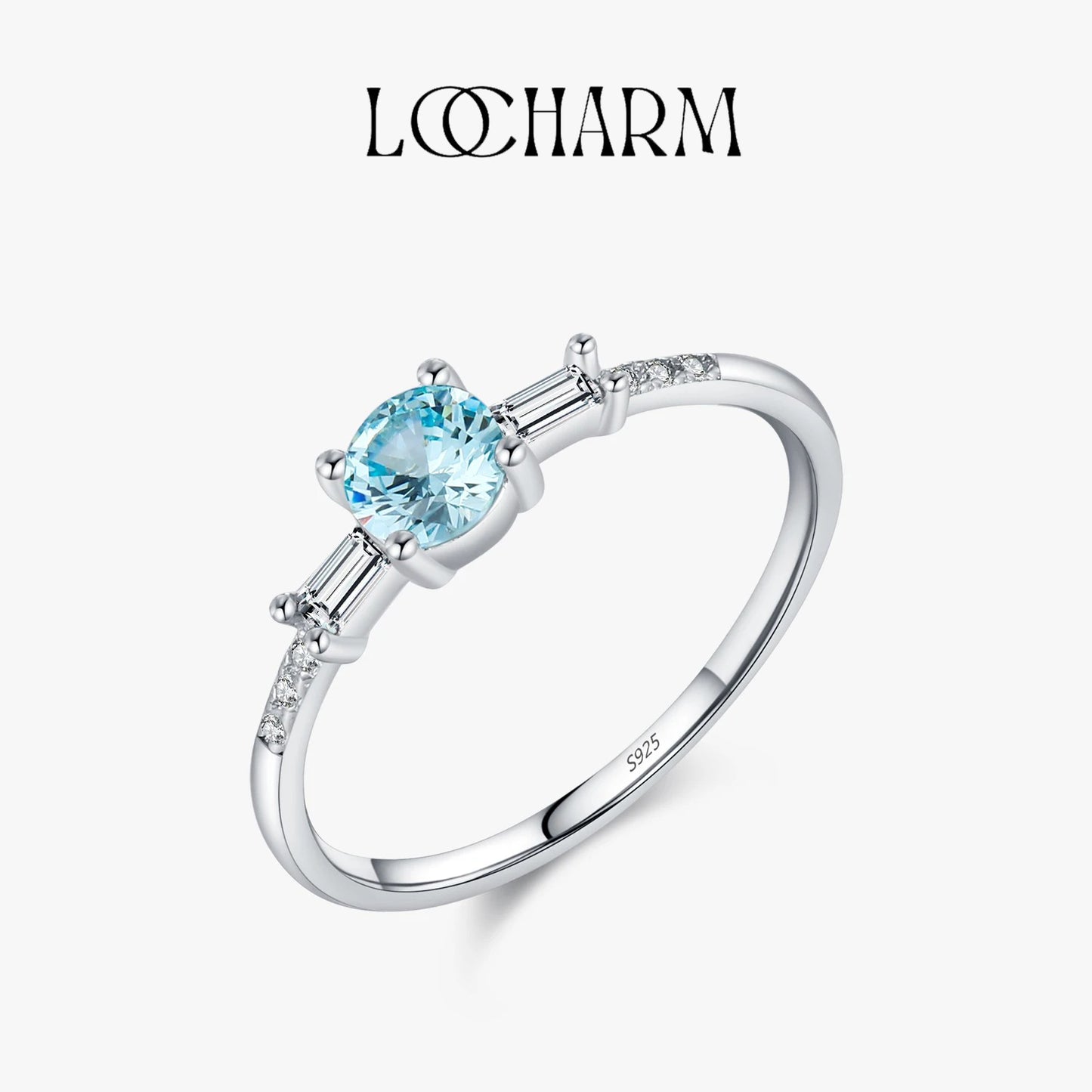 Light Blue CZ Classic Ring