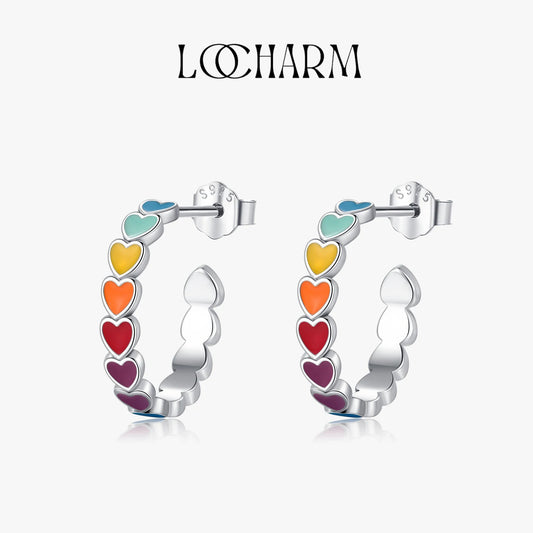 Colorful Enamel Heart Stud Earrings