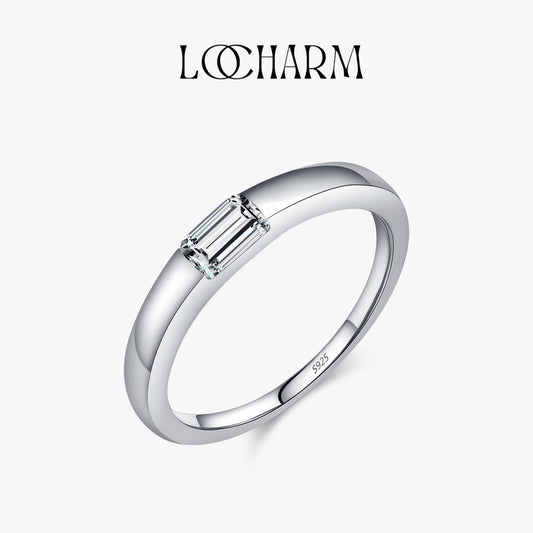 Simple Rectangle Zircon Stackable Ring