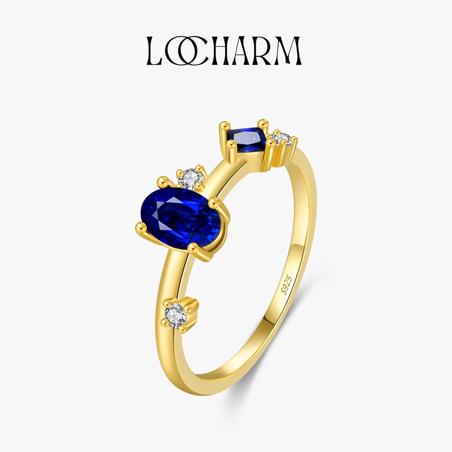 Irregular Royal Blue CZ Vintage Ring