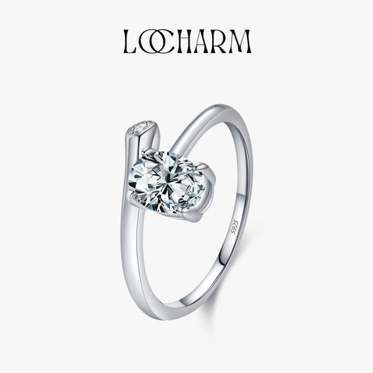 Irregular Oval Zirconia Silver Ring