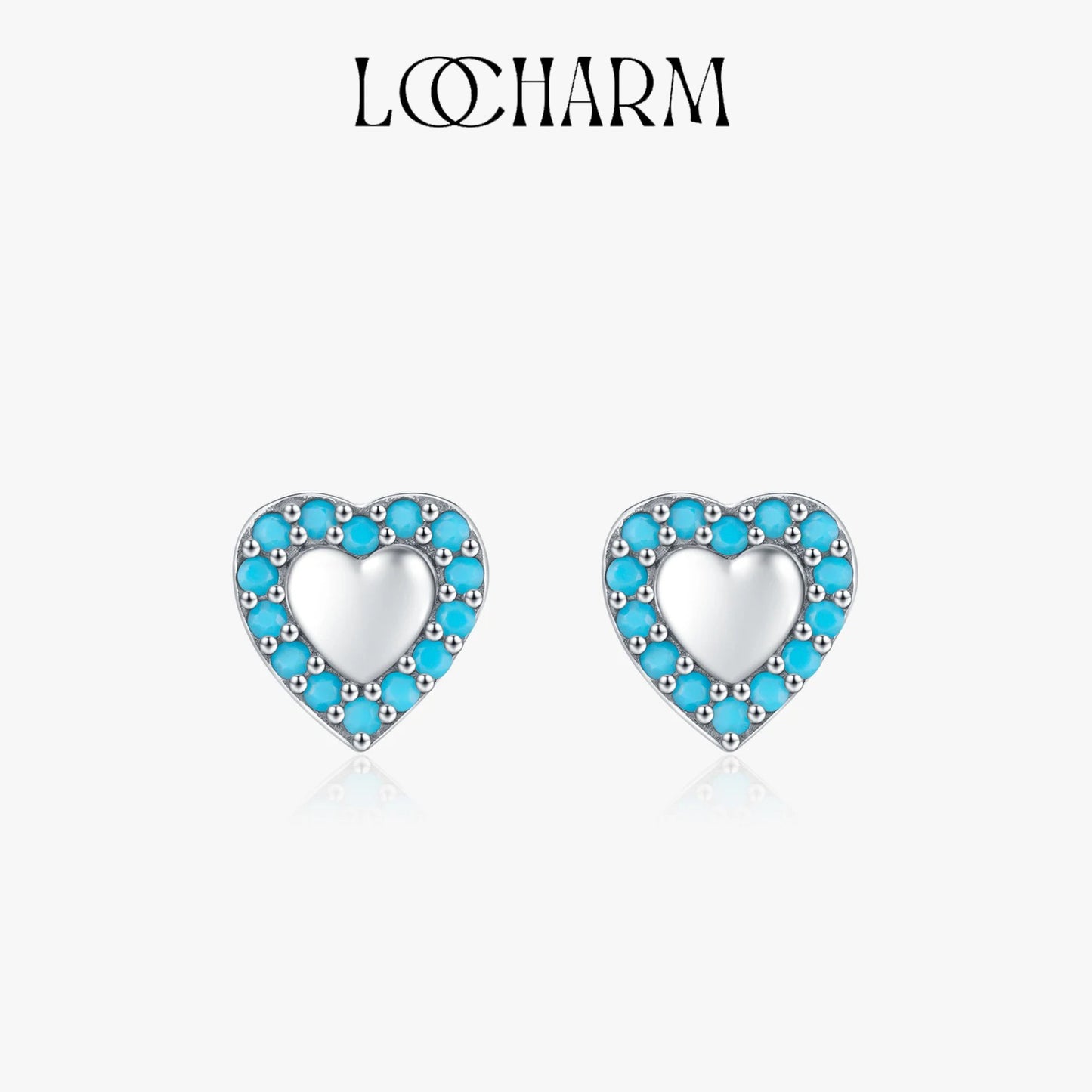 Sterling Silver Vintage Turquoise Heart Stud Earrings