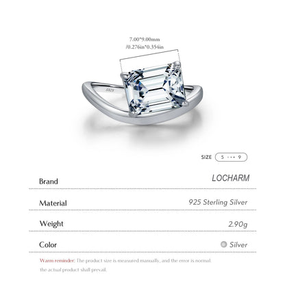 Sparkling Rectangle CZ Liquid Line Ring