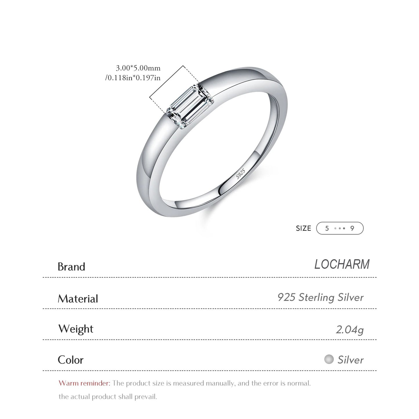 Simple Rectangle Zircon Stackable Ring