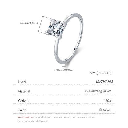 Minimalist Princess Cut CZ Sterling Silver Ring